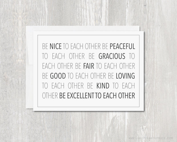 Greeting Card - Be Excellent To Each Other - Bill and Ted