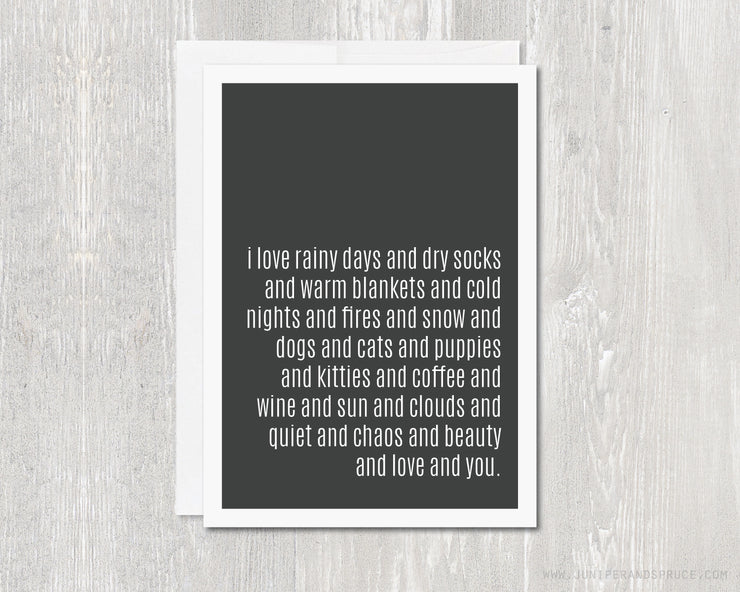 Greeting Card - I Love Rainy Days and You