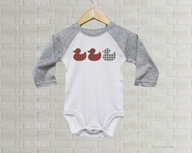 Baby Romper - Buffalo Plaid Duck Duck Gray Duck