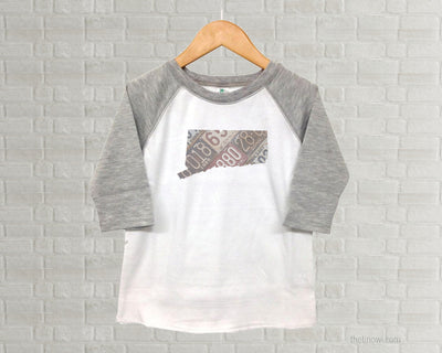 Connecticut Youth Raglan T-Shirt - Vintage License Plate Art