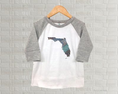 Florida Youth Raglan T-Shirt - Vintage License Plate Art