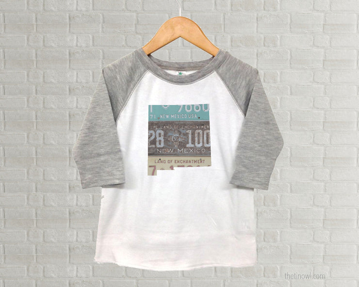 New Mexico Youth Raglan T-Shirt - Vintage License Plate Art