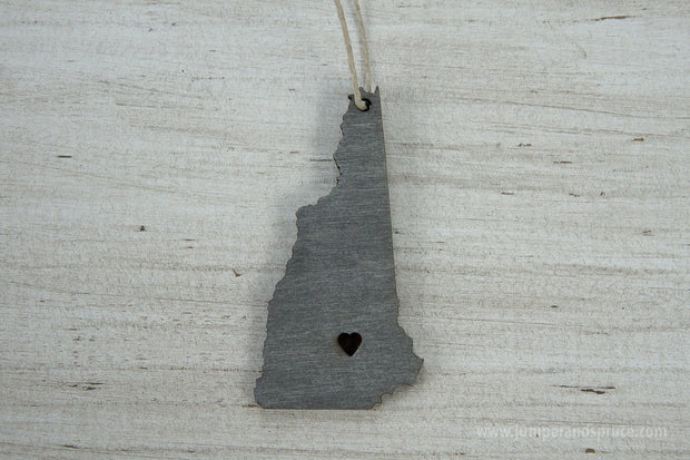 New Hampshire Outline Ornament | Rustic Wood | Heart Home | New Hampshire Love | Etched | Laser Cut
