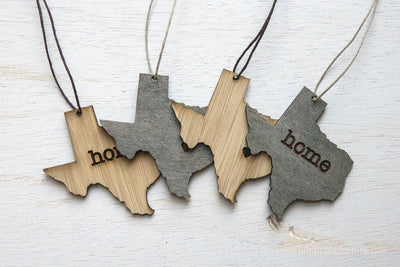 Texas Outline Ornament | Rustic Wood | Heart Home | Texas Love | Etched | Laser Cut