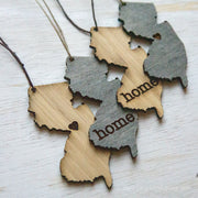 New Jersey Outline Ornament | Rustic Wood | Heart Home | New Jersey Love | Etched | Laser Cut
