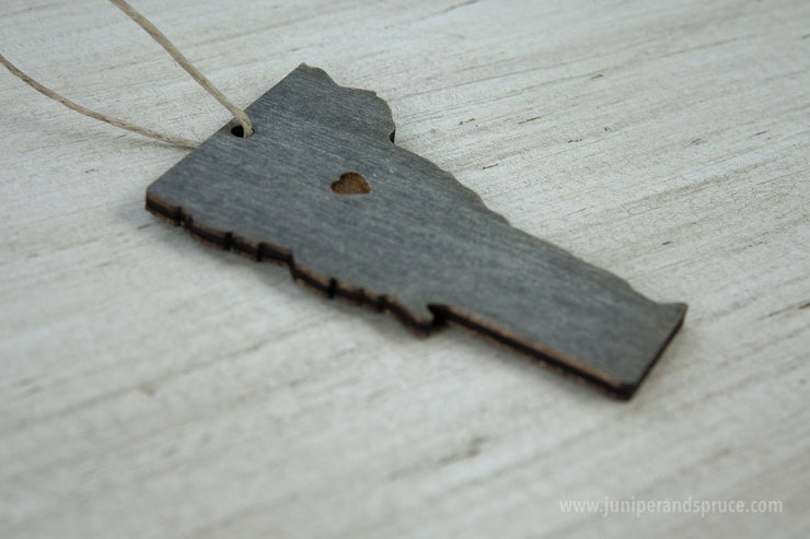 Vermont Outline Ornament | Rustic Wood | Heart Home | Vermont Love | Etched | Laser Cut