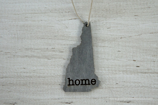 New Hampshire Outline Ornament | Rustic Wood | Heart Home | New Hampshire Love | Etched | Laser Cut