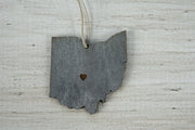 Ohio Outline Ornament | Rustic Wood | Heart Home | Ohio Love | Etched | Laser Cut