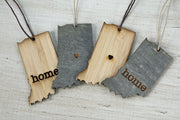Indiana Outline Ornament | Rustic Wood | Heart Home | Indiana Love | Etched | Laser Cut