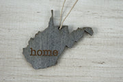 West Virginia Outline Ornament | Rustic Wood | Heart Home | West Virginia Love | Etched | Laser Cut