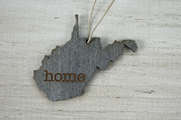 West Virginia Outline Ornament | Rustic Wood | Heart Home | West Virginia Love | Etched | Laser Cut