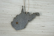 West Virginia Outline Ornament | Rustic Wood | Heart Home | West Virginia Love | Etched | Laser Cut