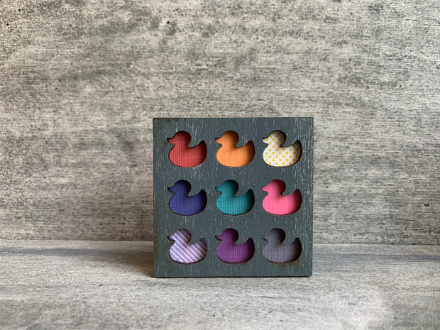 Magnet - Yellow Polka Dotted Duck Gray Duck
