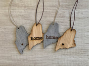 Maine Outline Ornament | Rustic Wood | Heart Home | Maine Love | Etched | Laser Cut